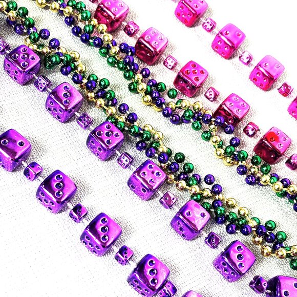 Mardi Gras Dice and beads Set of Three Necklaces NOS NWT - Picture 3 of 5